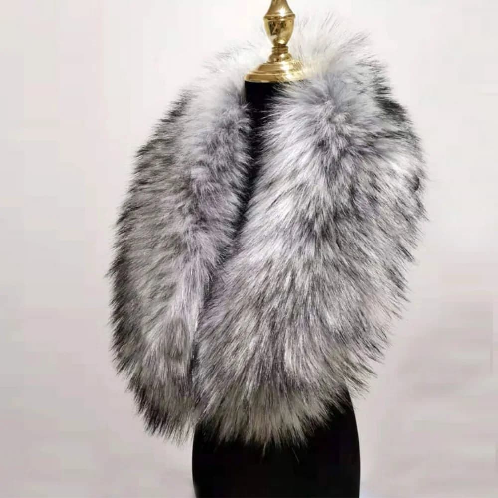 Nuovo collare in pelliccia sintetica grande da 80 cm staccabile tenere al caldo pelliccia colletto grigio giacche cappuccio scialle cappotto sciarpe collo a scialle