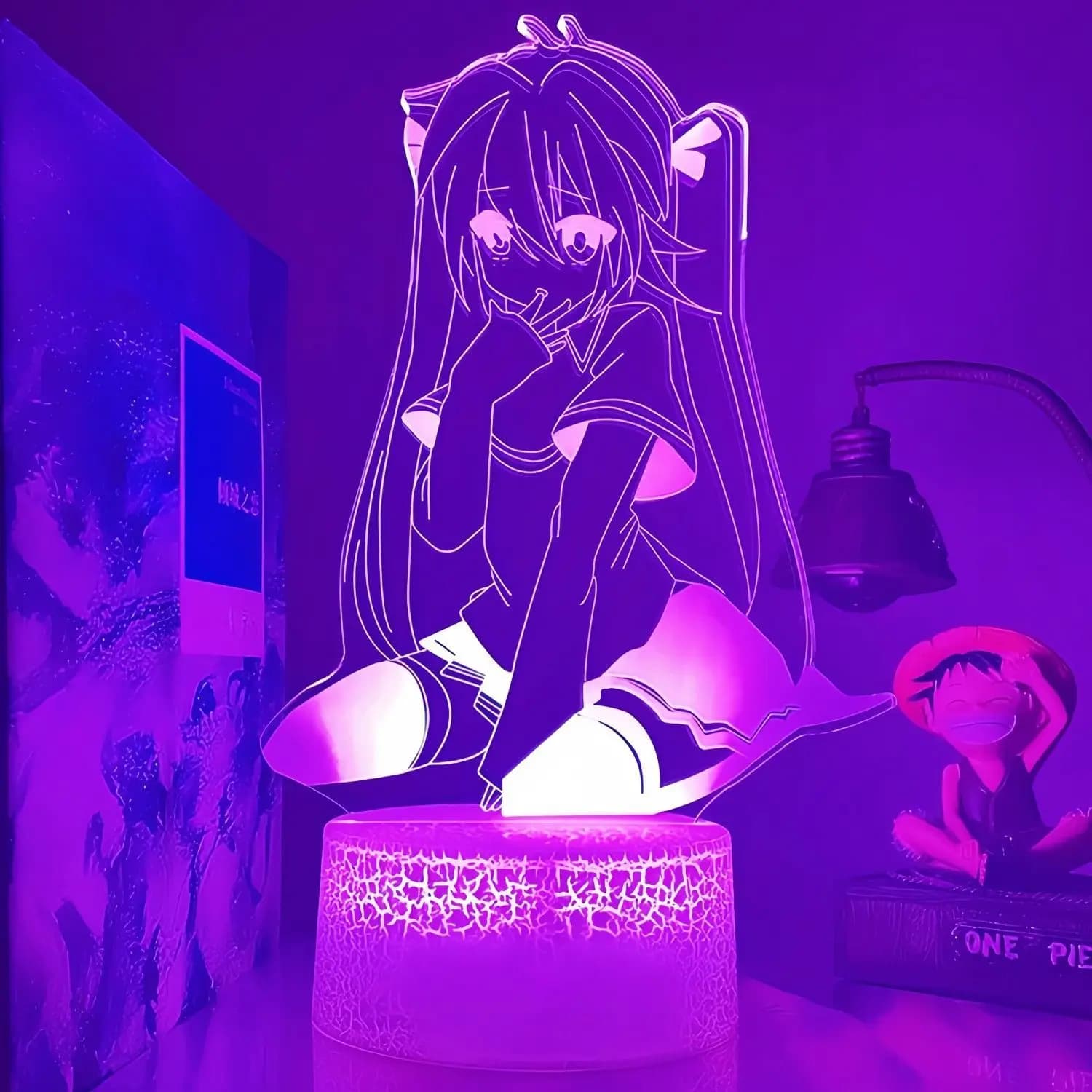 Anime Peripherals Hatsune Miku Figure LED Night Light Hatsune Miku Figurine Night Light Decoration Collection Toys Gifts