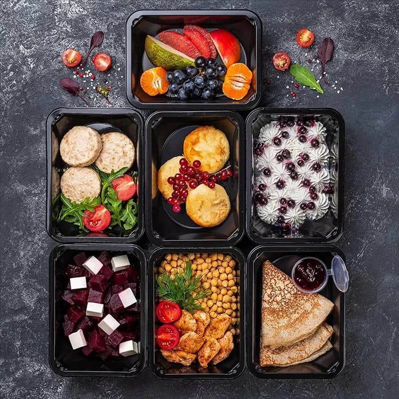 N95R50-Pack Contenitori per la preparazione dei pasti Contenitori per alimenti riutilizzabili da portare Scatole Bento in plastica Scatola per il pranzo per la conservazione degli alimenti
