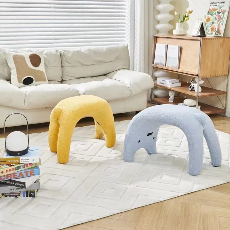 Sedia da toeletta Sedie da ingresso in peluche senza braccioli Simpatico gatto per trucco Poggiapiedi Sgabello da toeletta per mobili da camera da letto per soggiorno