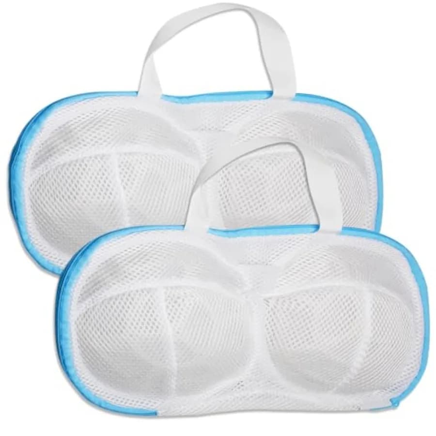 2-Pack Bra Wash Bags with 3D Protective Bracket and Zipper Non-Deform Lingerie Laundry Bags, For Washing Machine and Storage, W
