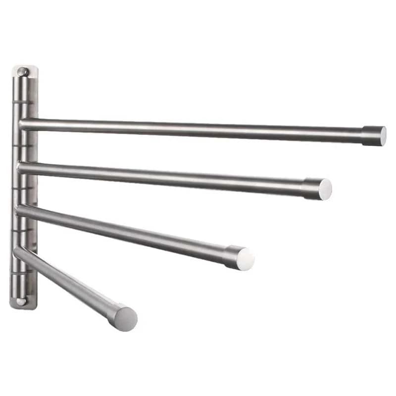 Portasciugamani Girevole da Parete - Asta Portasciugamani in Acciaio Inox a 4 Sezioni, Supporto Girevole per Asciugamani Bagno/Cucina - B51B