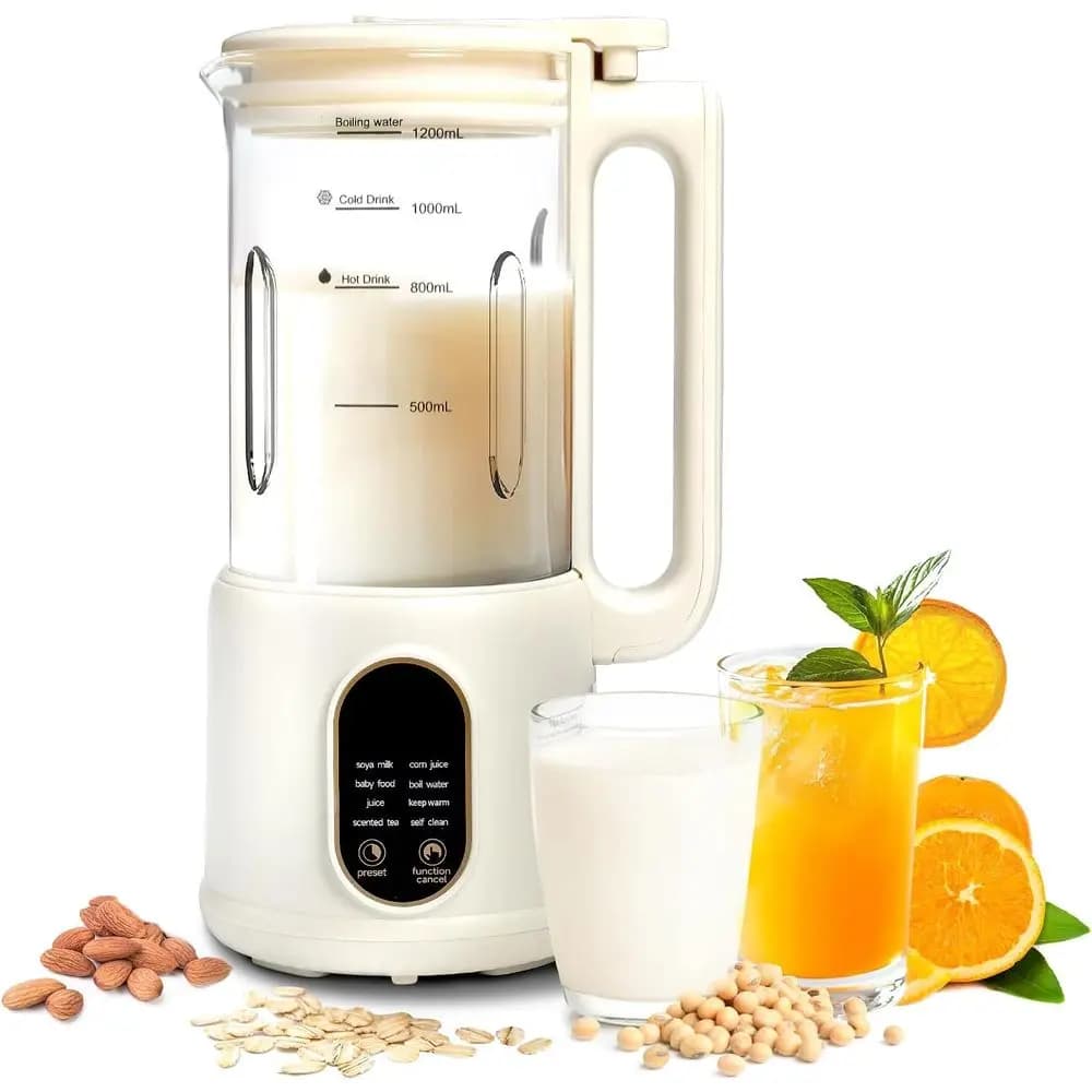 Machine for vegetable milk 9 in 1, 40oz (1200ml), automatic blender for soy milk or milk made in the house of oats, smoke cane, vegetable milk and non-lactic beverages
