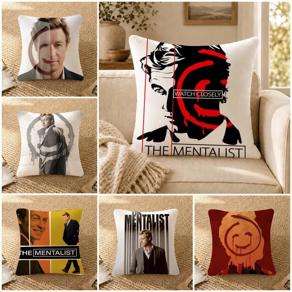 Drama T-The.Mentalist Cushion Cover Soft Short Plush Decorative Pillow Cover for Sofa Bedroom Easy to Clean