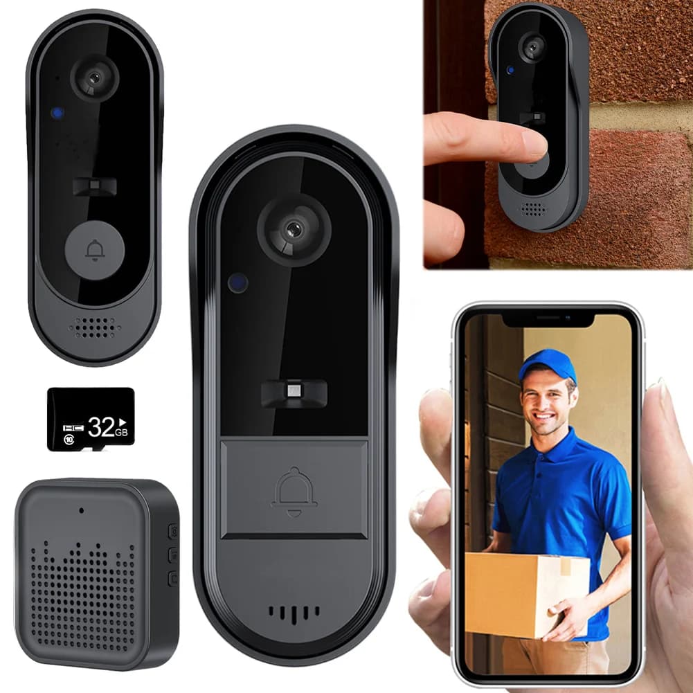 Campanello Video Intelligente con Comunicazione Bidirezionale, Telecamera Wireless Wi-Fi, Rilevamento Movimento HD, Archiviazione Cloud