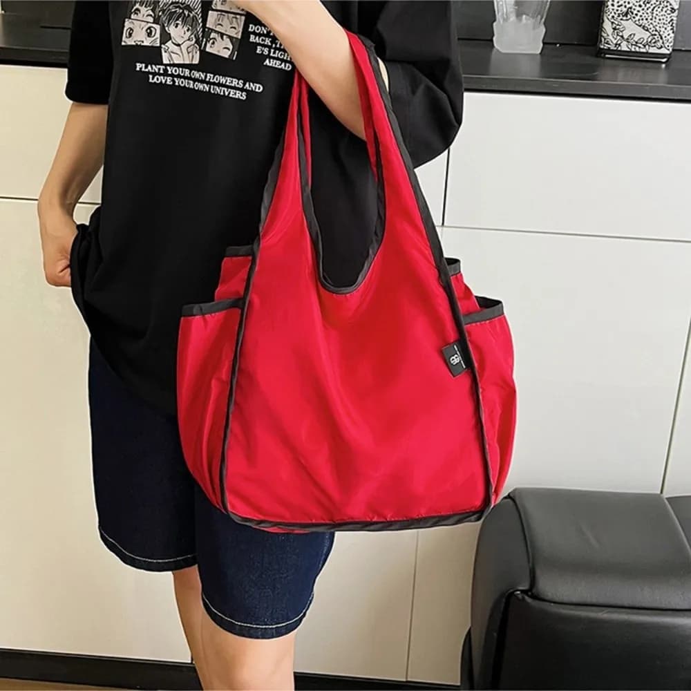 Multifunctional Large Capacity Tote Bag Foldable Thickening Shopping Bag Lightweight Double-layer Shoulder Bag for Women