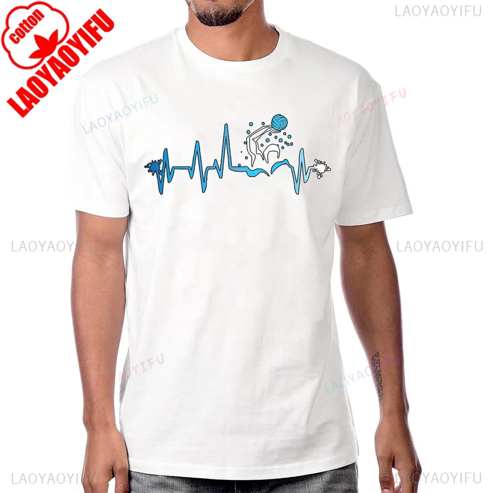 Water Polo Player Heart Beat T-shirt stampata grafica manica corta moda casual Harajuku Hip Hop uomo maglietta in cotone donna magliette