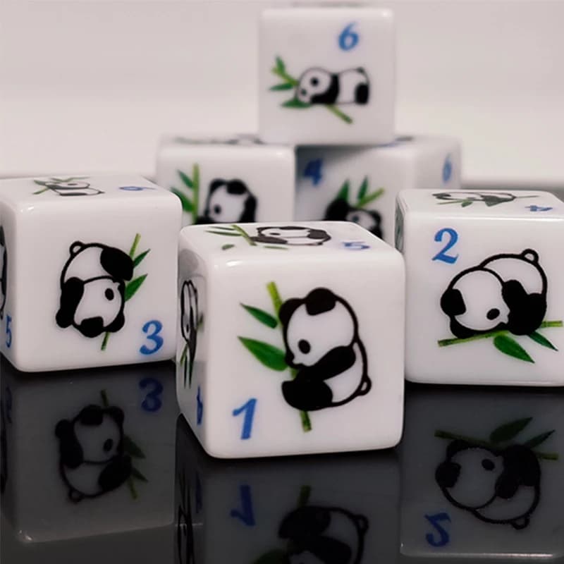 Set di dadi da gioco a 6 facce con stampa panda Set di dadi da 16 mm per giochi da tavolo/insegnamento della matematica Accessori per feste Set di dadi multifaccia