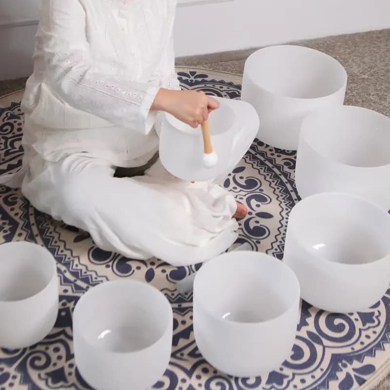 STAR LIN KUP 7pcs Crystal Singing Bowls Set Chakra Healing Instruments 7-12 Inch with Carry Case for Yoga Meditation Sound Heali