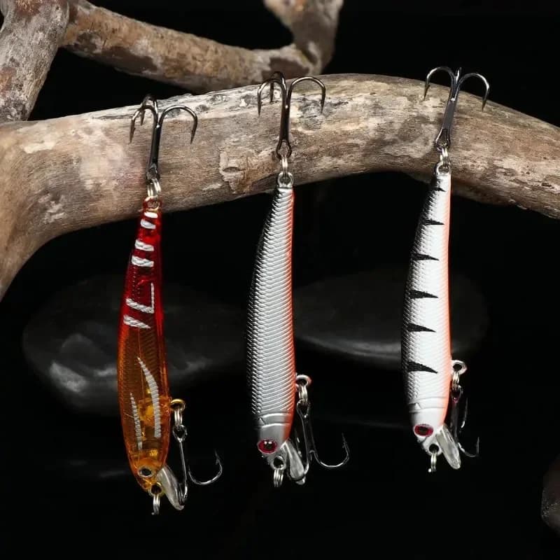 Minnow Lure Anello classico Perline Esca per pesci Esca dura Acqua dolce Shot lungo Mino Lure con perline ad anello Attrezzatura da pesca Wobbler