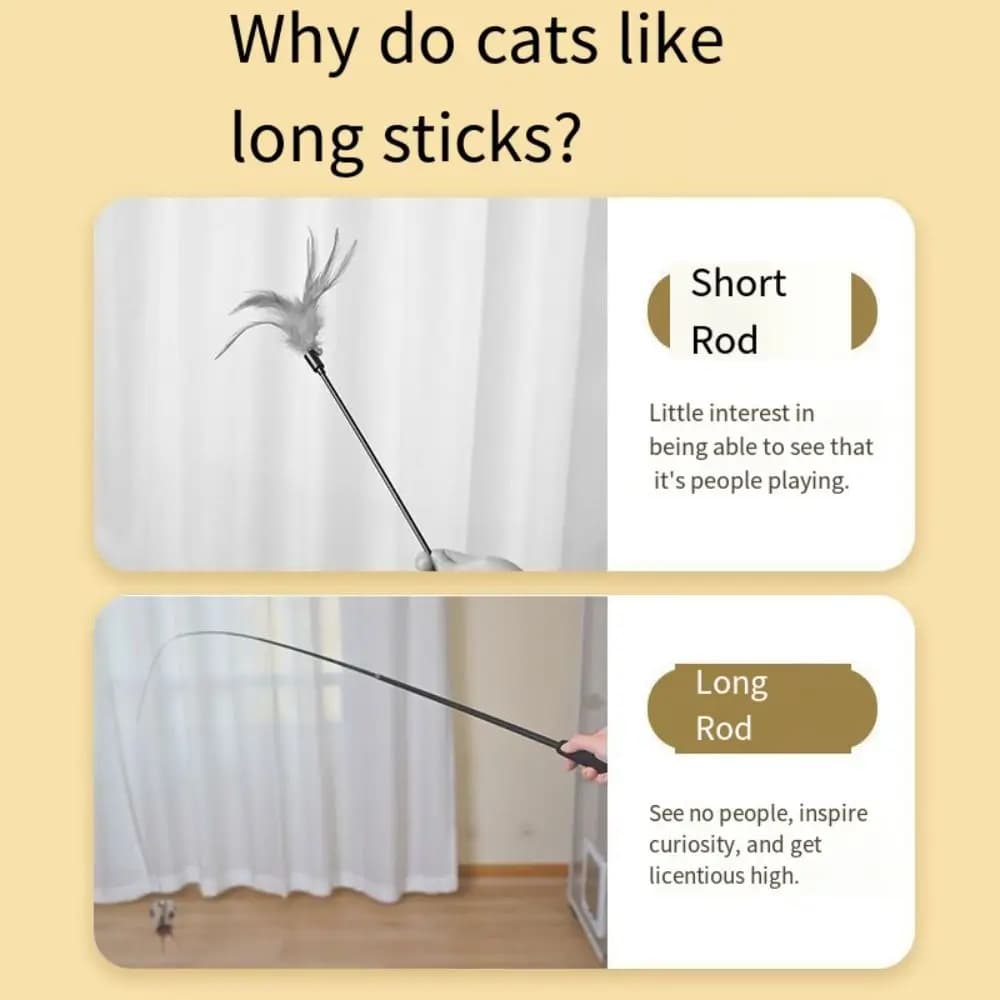 Fun Telescopic Stick for Cats 1.8m, Four-section Fishing Rod, Super Long Interactive Stick for Cats, Pet Accessories