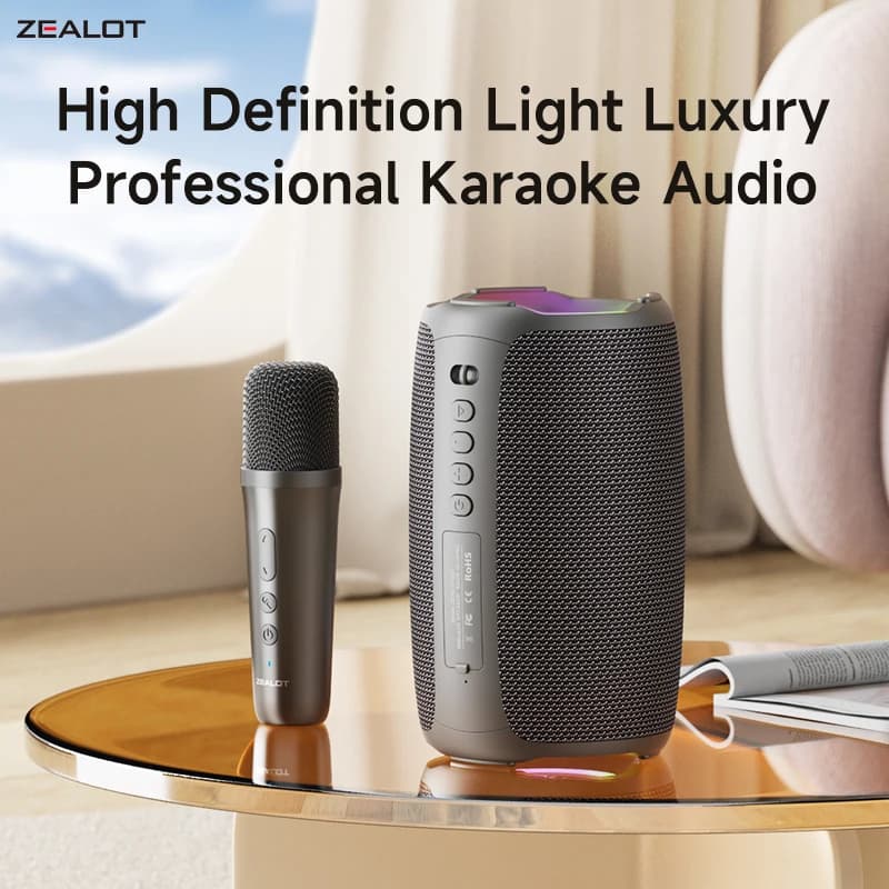 Macchina per karaoke Zealot-S61M, altoparlante Bluetooth portatile con 1-2 microfoni wireless, Bluetooth 5.3, regalo per cantare in famiglia.