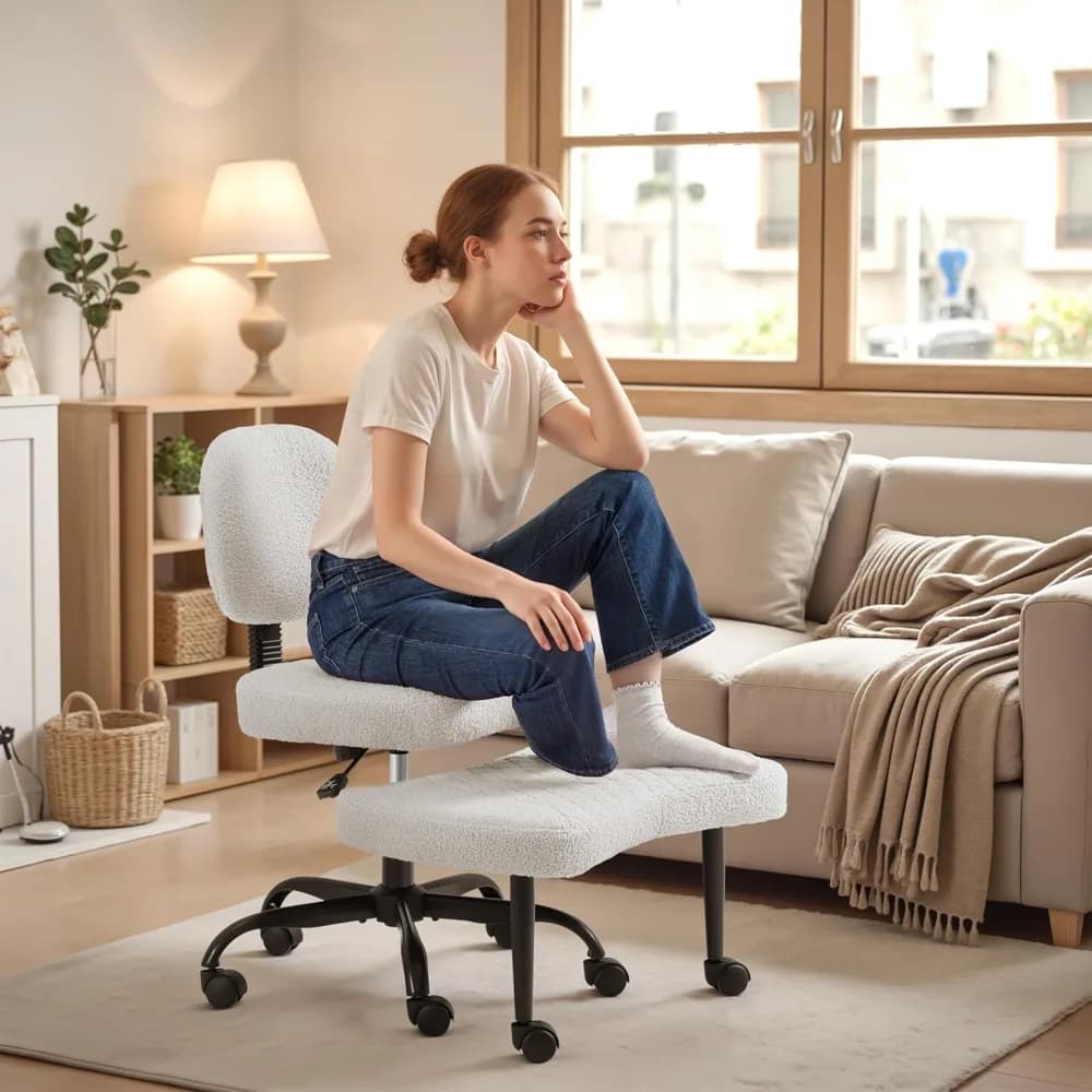 Sedia da Ufficio Ergonomica con Ruote per Posizione Gambe Incrociate, Rotazione a 360° ° Girevole e Regolabile in Altezza per Meditazione e Personalizzabile