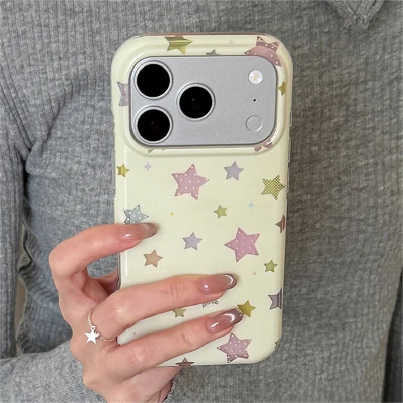 INS Korea Clear Colorful Star Phone Case For Iphone 17 17Pro 17ProMax 16Pro 13 14 15 16 Pro Max 15Pro 14ProMax Phone Cover Funda