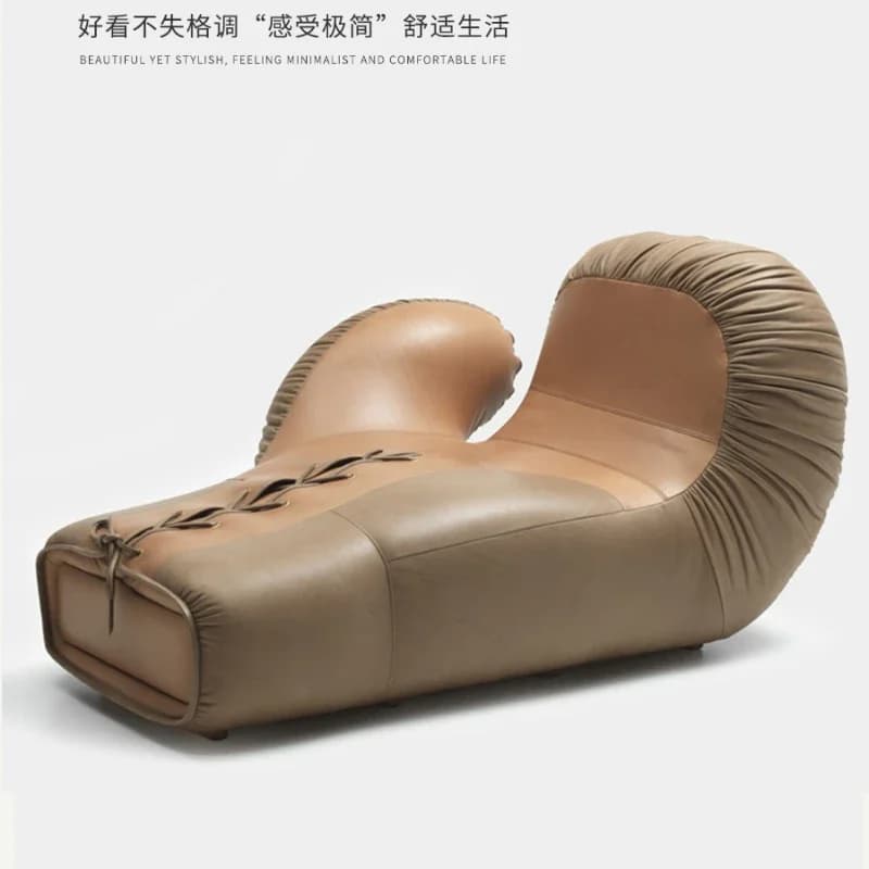 Reclining Armchair Single Leather Creative Style Italian Luxury Lightweight, Boxing Glove Shape, FRP, Free Time