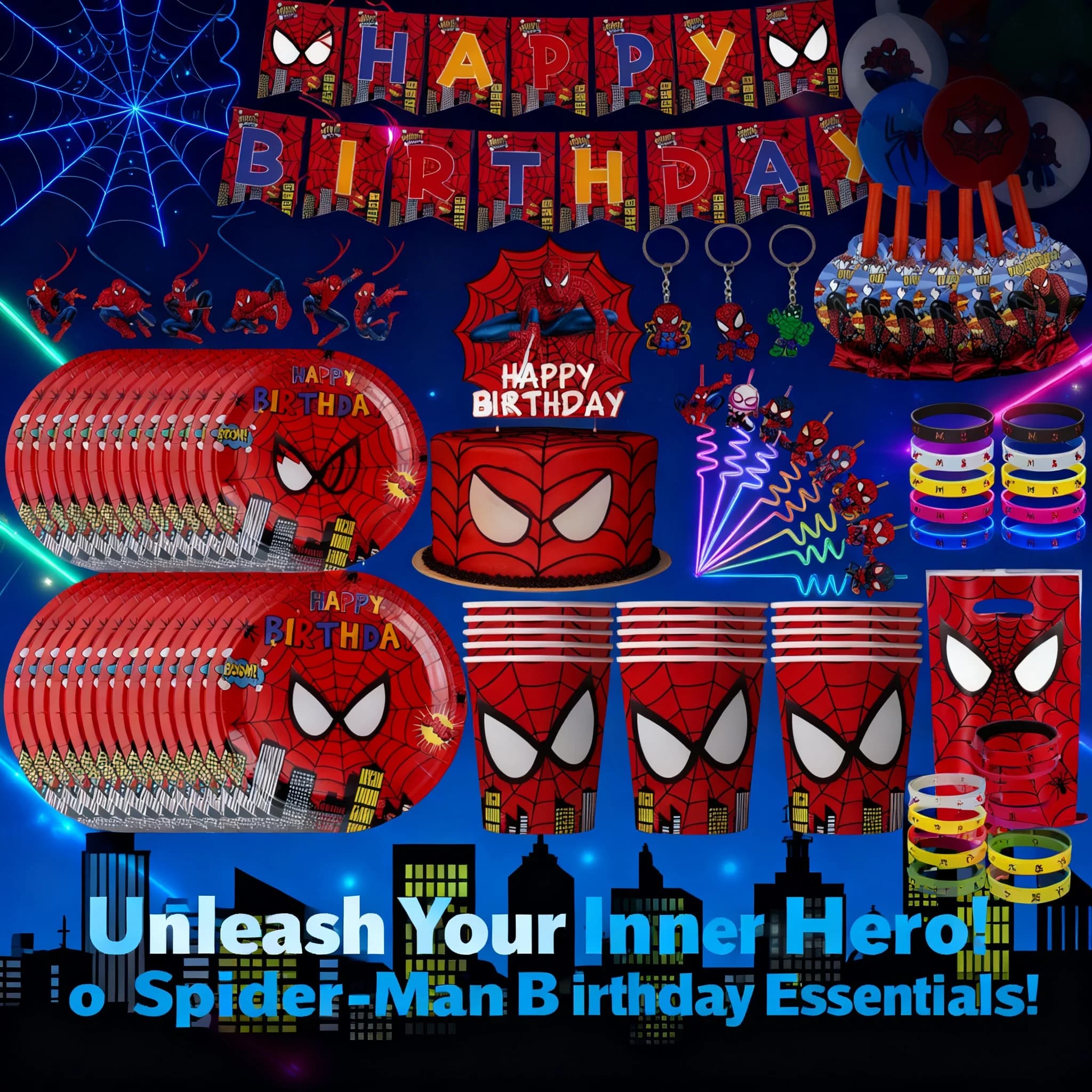 Decorazioni per Festa di Compleanno di Spiderman, Set da Tavola Supereroe, Bicchieri, Piatti, Palloncini, Decorazioni per Baby Shower, Articoli per Feste a Tema Supereroi