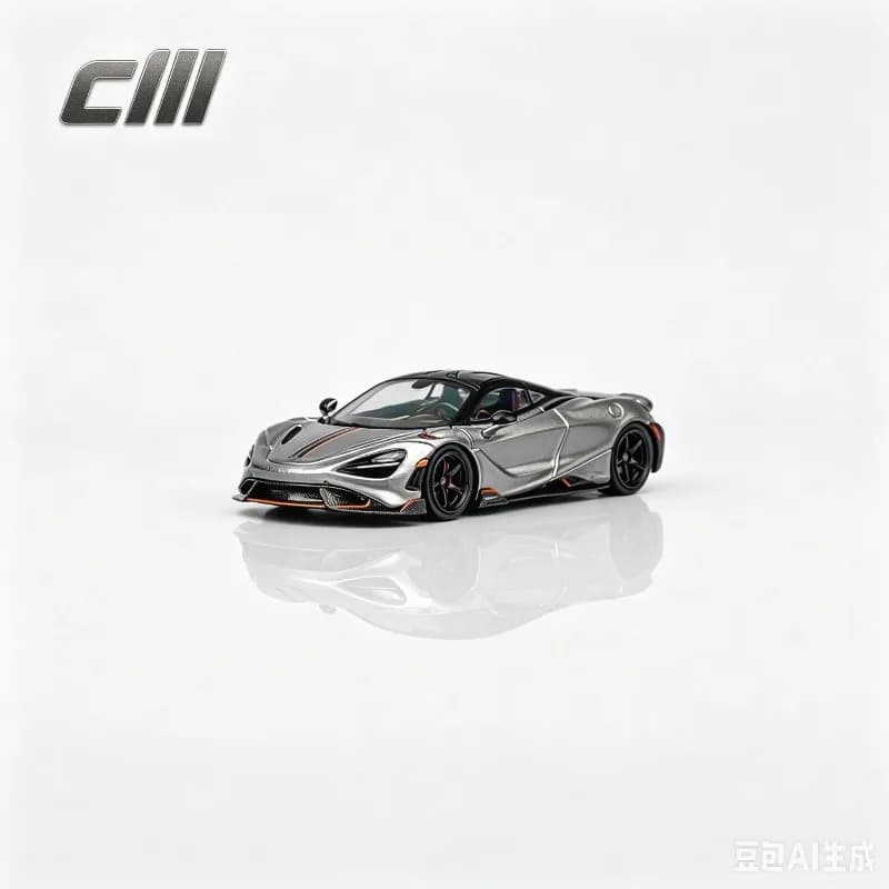 CM 1:64 McLaren 765LT silver grey alloy die-casting car model, static simulation ornament, adult collectibles, holiday gifts.