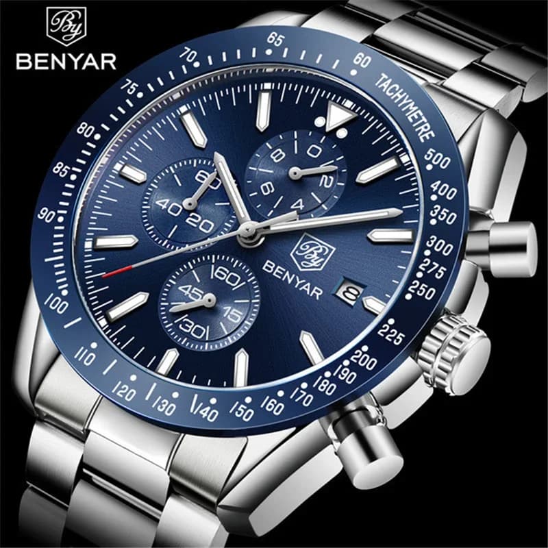 Orologio da uomo BENYAR Top Brand di lusso in acciaio pieno da lavoro orologio al quarzo da uomo casual impermeabile orologi sportivi orologio Relogio Masculino