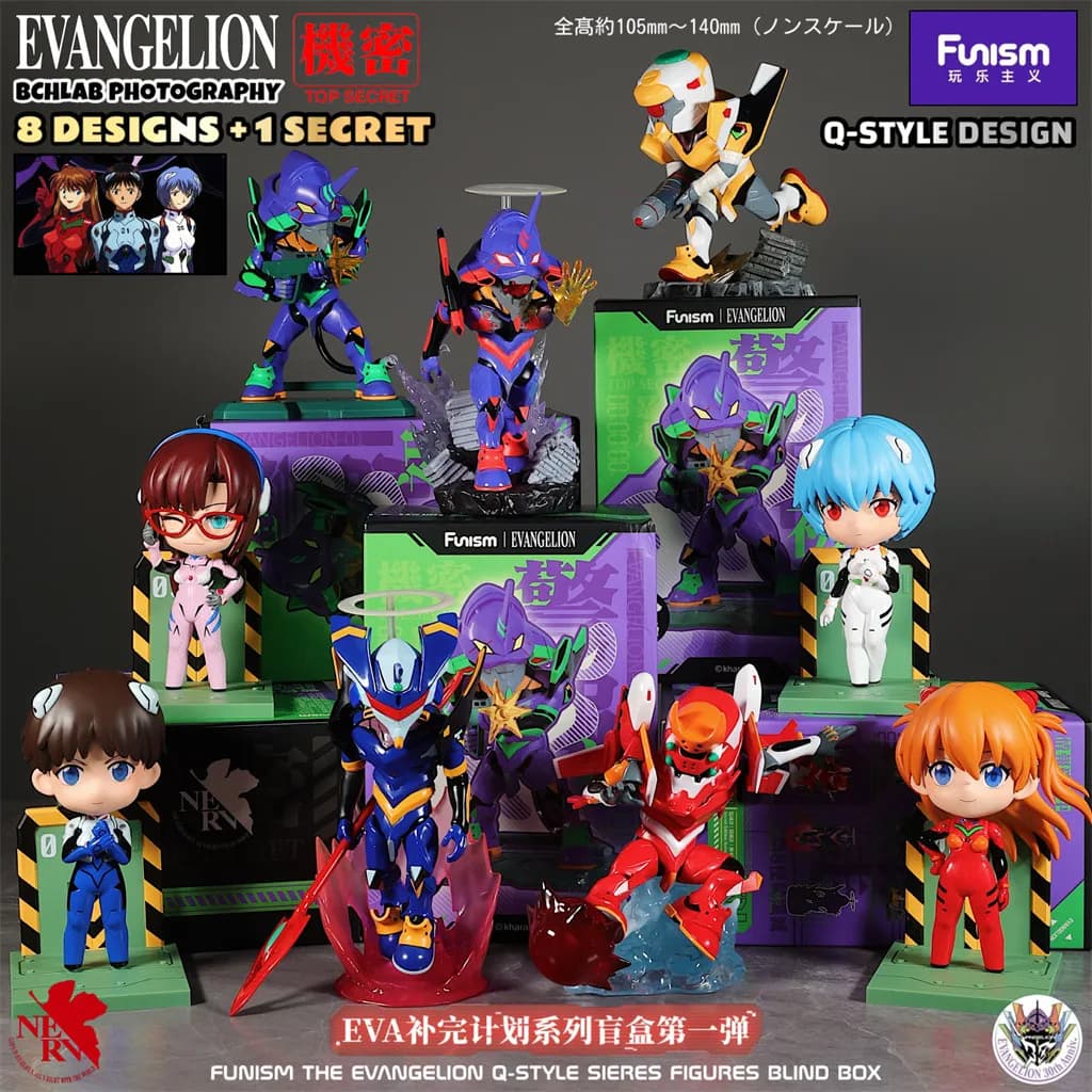 Neon Genesis Evangelion Q-Style Figure Blind Box Statuetta da Collezione Personaggio Anime EVA Ornamento da Scrivania Scatola a Sorpresa Giocattolo Regalo