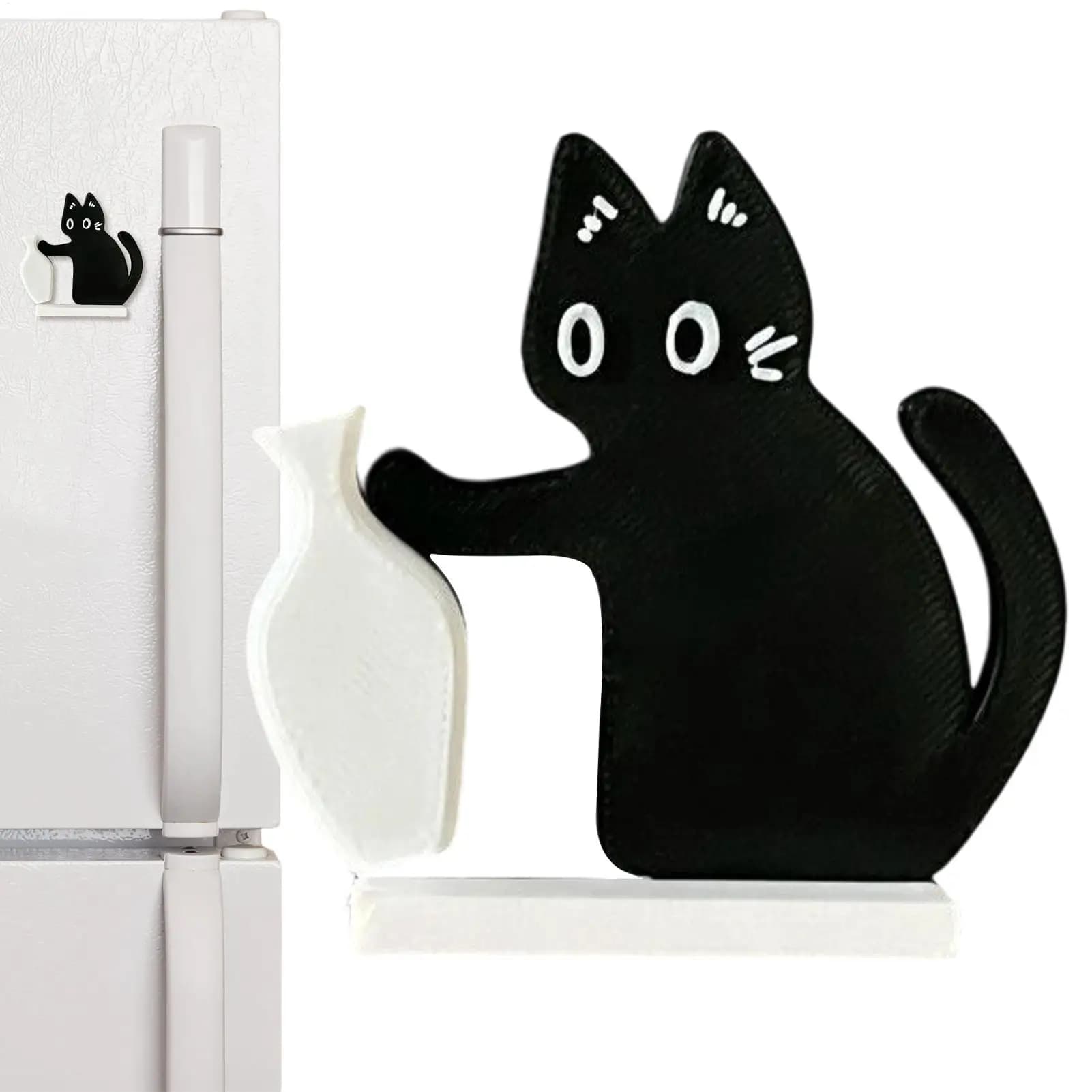 Magnete da Frigo Decorativo a Forma di Gatto che Spinge il Vaso, Scatola Commemorativa per Casa e Ufficio, Collezione Barba di Gatto, Regalo per Amanti dei Gatti