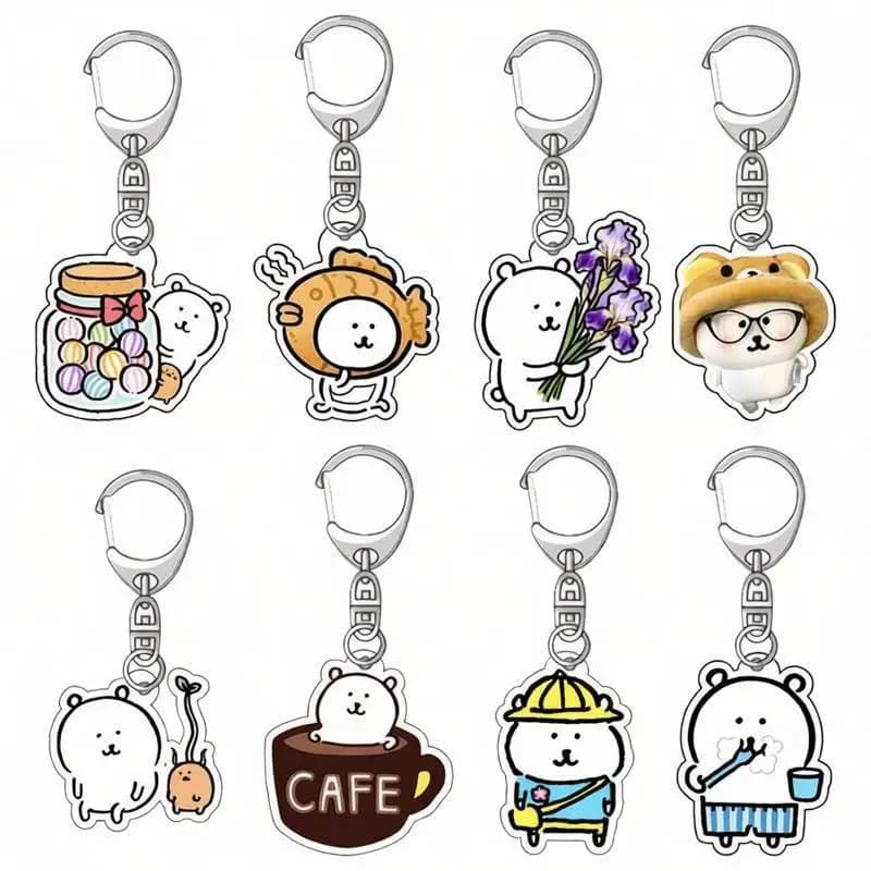 Portachiavi in Acrilico a Forma di Orso Bianco Kawaii, Ciondolo Creativo per Borsa, Accessorio Anime per Ragazze e Bambini