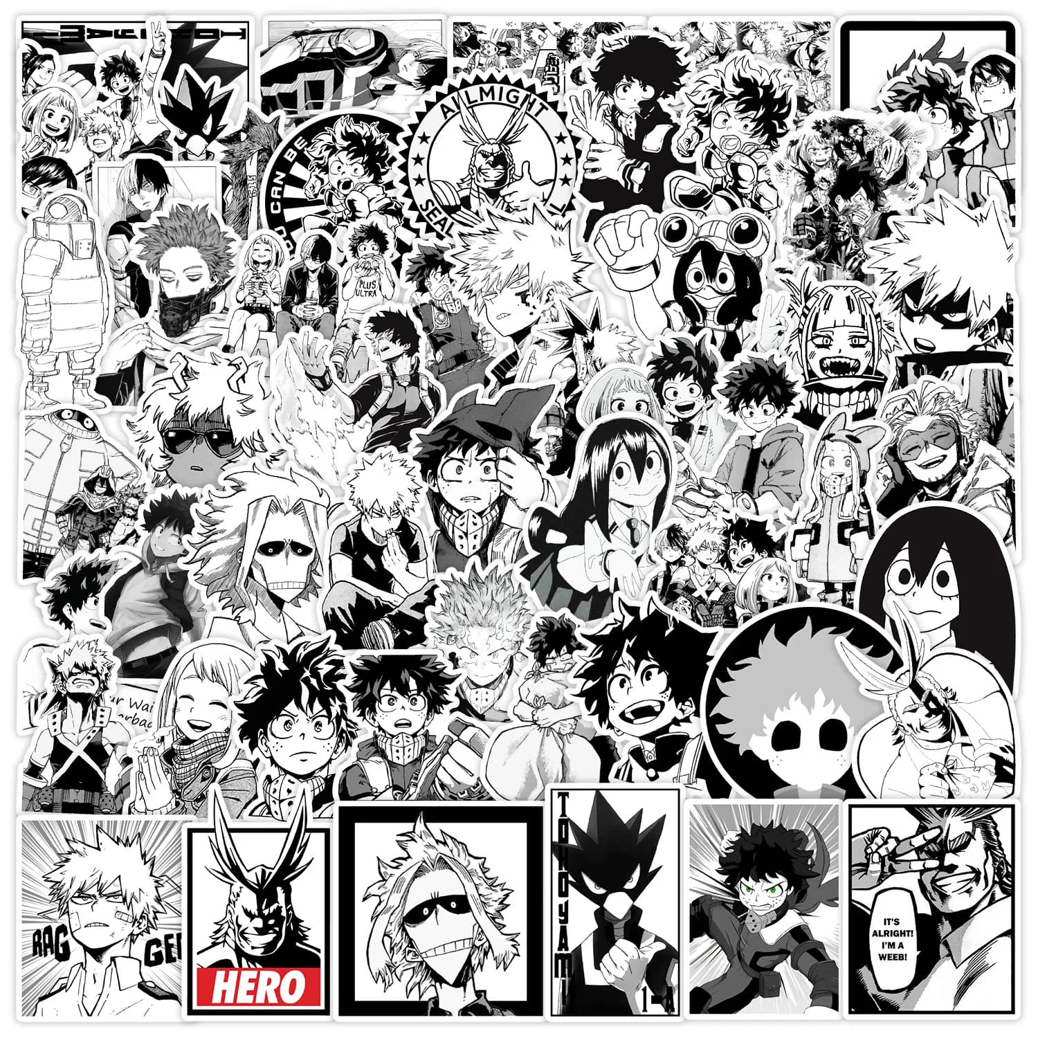 50 pezzi Anime My Hero Academia adesivi Midoriya Izuku adesivi fai da te Scrapbooking telefono bagagli skateboard decalcomanie impermeabili