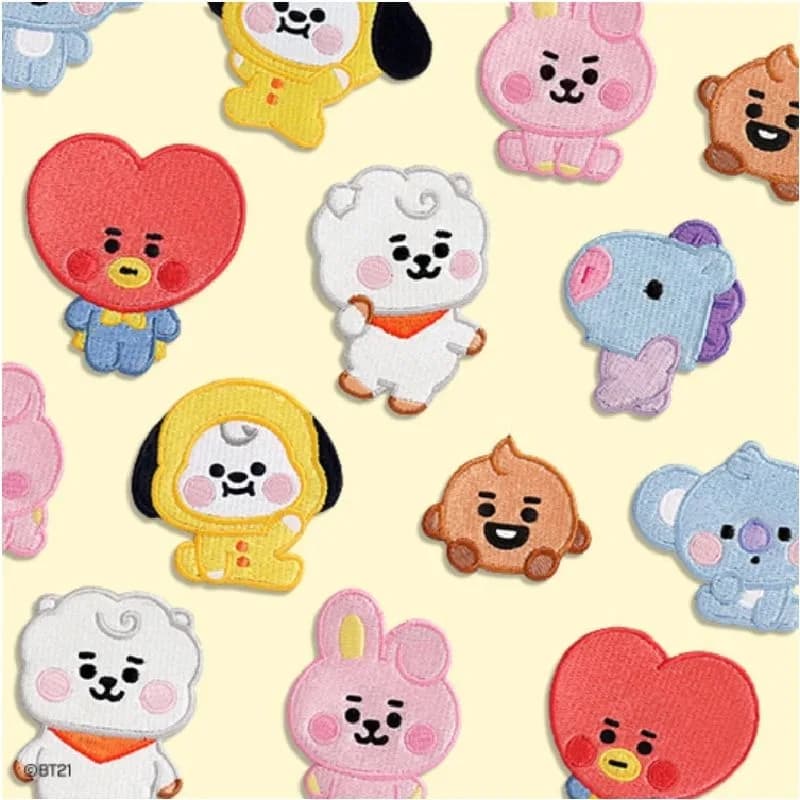 BT21 Koya RJ Man Chimmy Tata Cooky Shooky Anime Cartoon Simpatico Patch Ricamato Distaccabile Autoadesivo