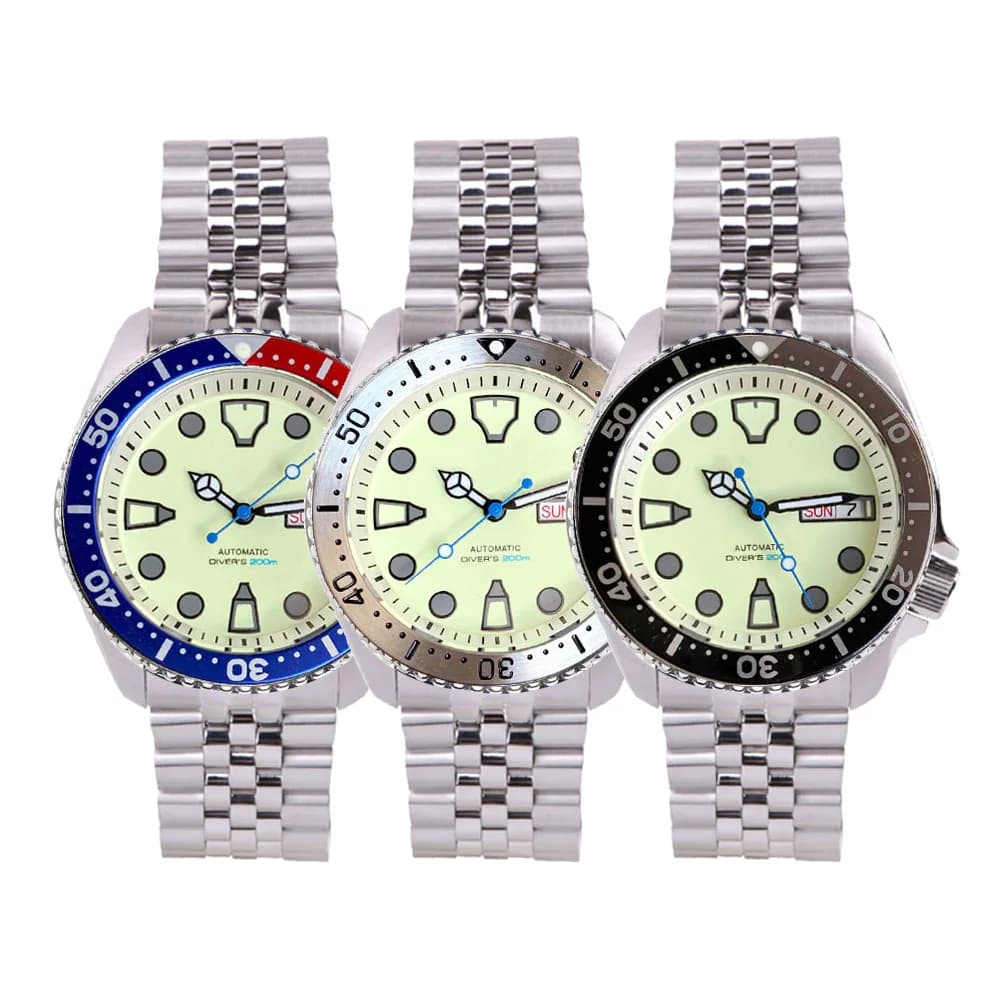 Tandorio SKX Diver 41mm Sapphire 200m waterproof Green Luminous Dial NH36A Automatic movement Watches for Mens Rotating Bezel