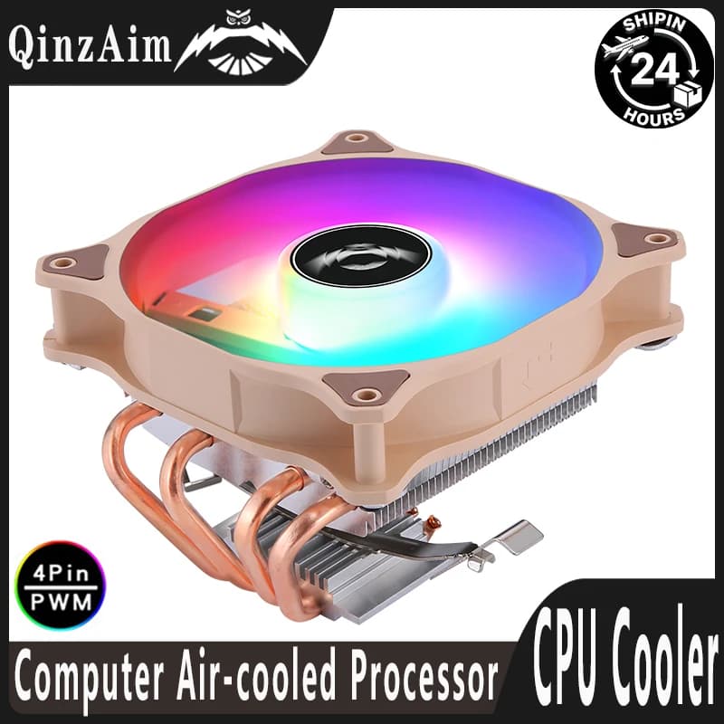 QiuzAim Dissipatore CPU Raffreddato ad Aria con 2/4 Heat Pipe, Ventola 120mm, Compatibile 4 pin/PWM per LGA2011 115x 1200 1700 AM4 X99 X79 AM5 2066