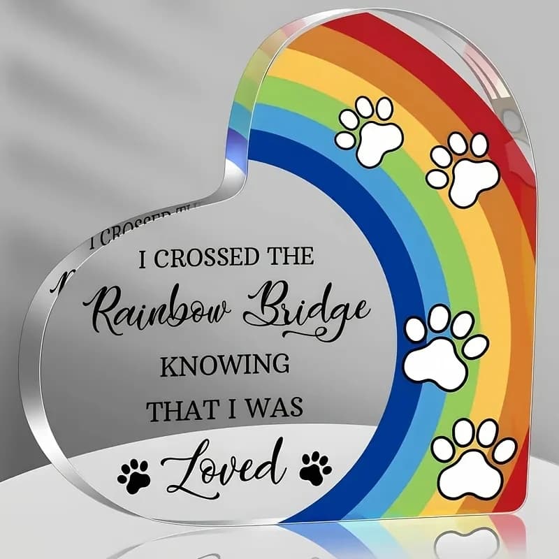 1pc Pet Memorial Acrylic Rainbow Bridge Dog Gift, Condolence Gift for Pet Loss Memorial, Condolence Gift for Dogs and Cats