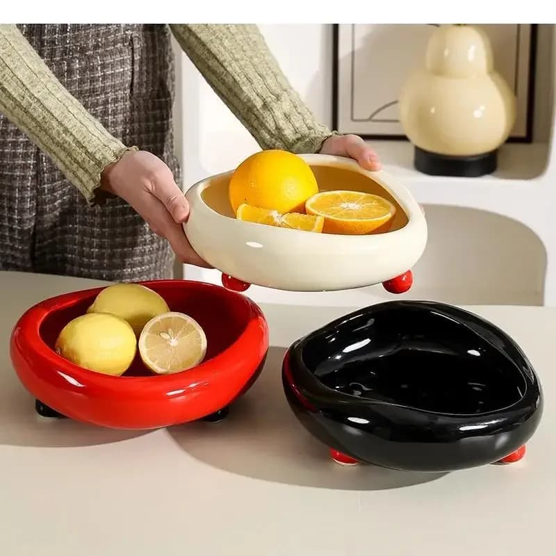 Irregular Ceramic Fruit Plate Solid Color Candy Snack Plates Dried Nut Household Storage Container