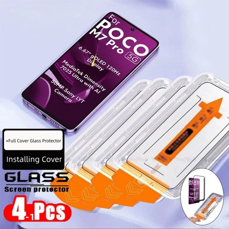 1-4pcs For Poco M7 Pro 5G Glass Xiaomi Poco M7 Pro 5G Tempered Glass Easy Installation Dust Free Screen Protector Poco M7 Pro 5G