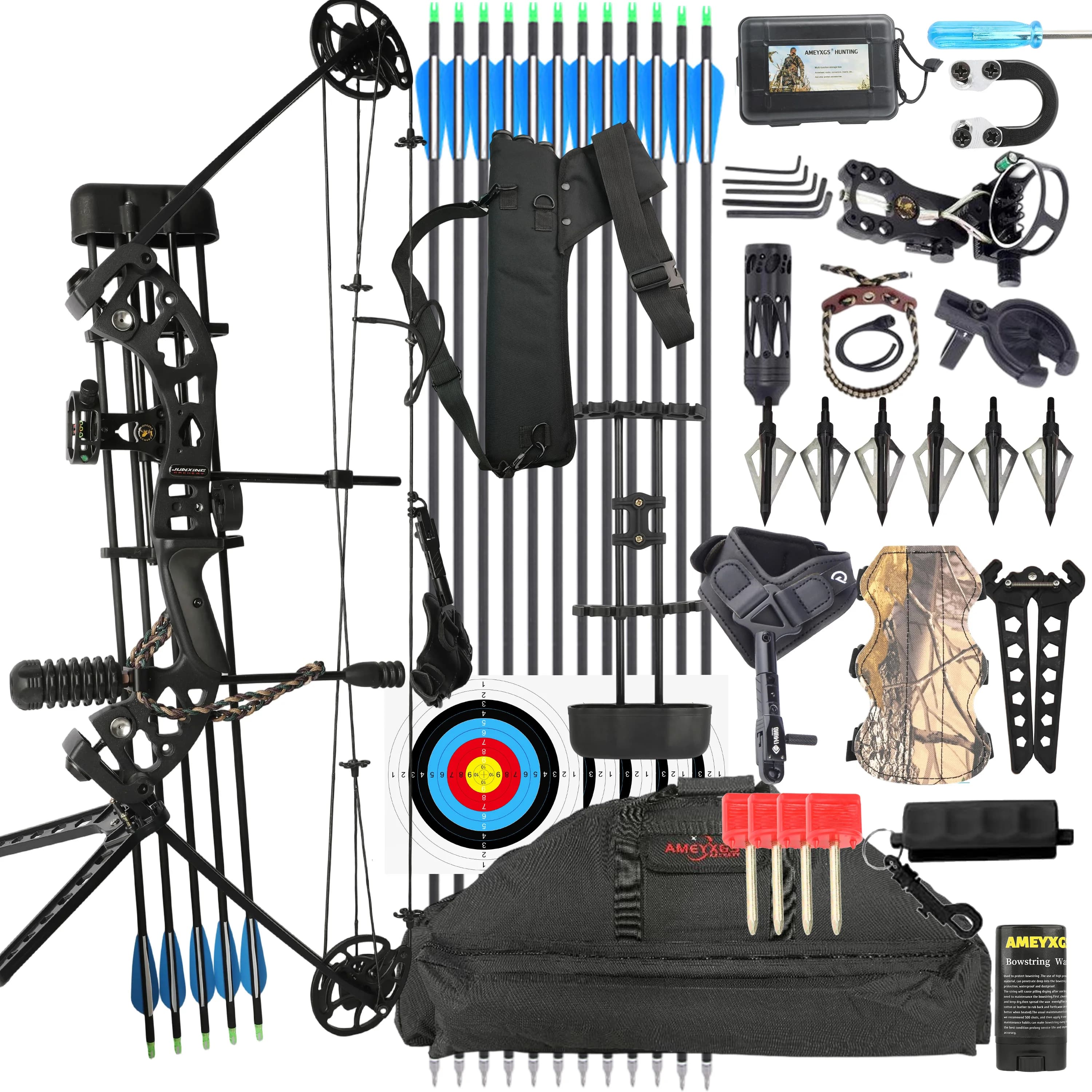 Dual-Purpose Compound Bow Set 40-70Lbs Steel Ball Arrow Complete Kit RH LH Outdoor Archery Target Shooting Practice Sports