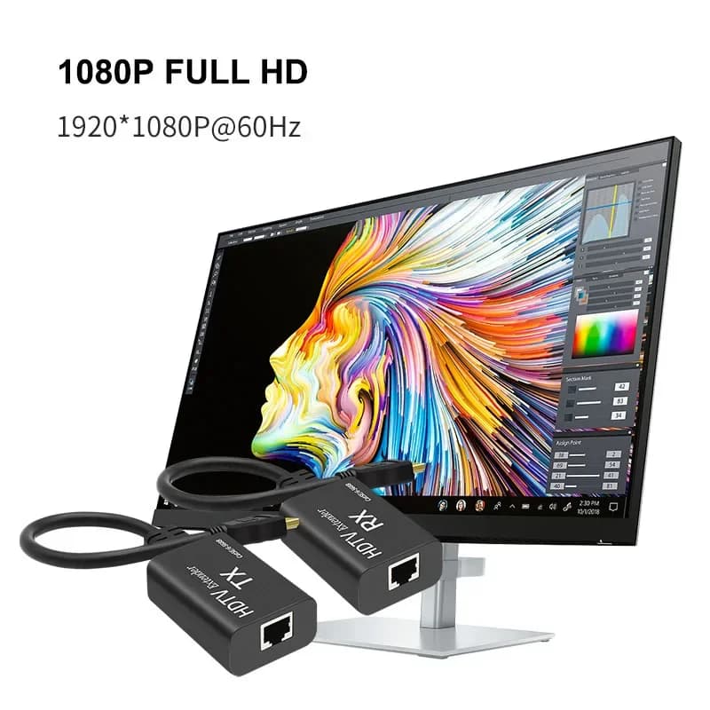 HDMI extender RJ45 108P on Cat5e Cat6 cable Ethernet HDMI network extender transmitter and video receiver POC power supply