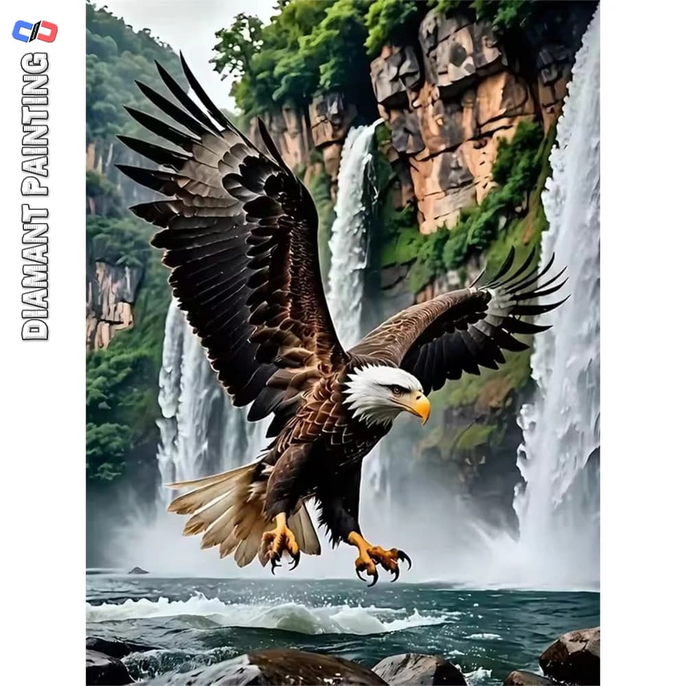 Nabi DIY Diamond Embroidery Eagle Mosaic Animal Full Square Diamond Mosaic Waterfall Painting Cross Stitch Kits Home Decor
