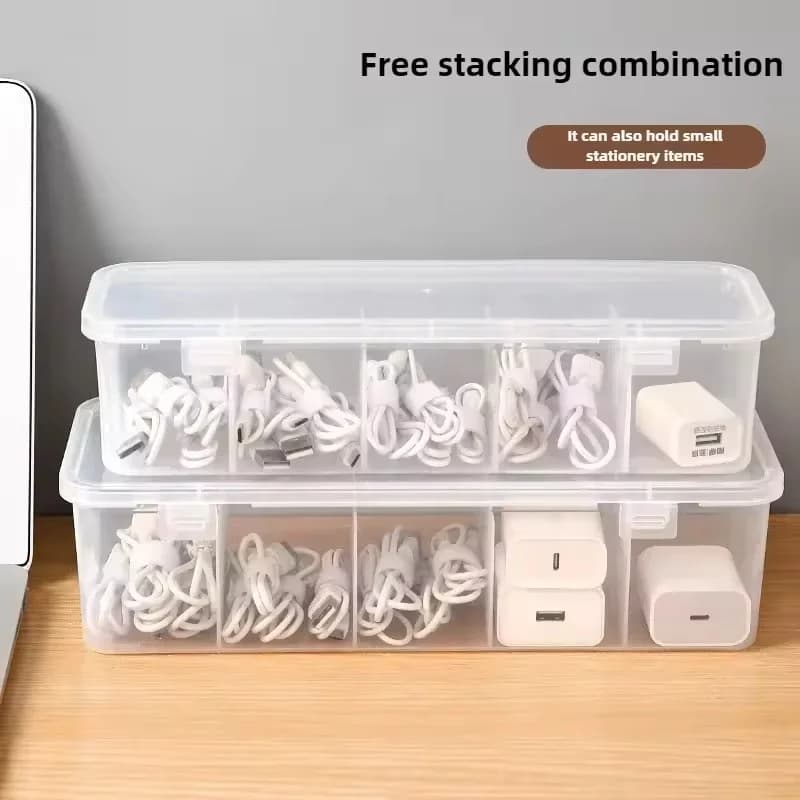 Custodia trasparente per organizer per cavi dati Classificazione Organizzatore di carte antipolvere con coperchio Scatola di raccolta disordine per ufficio domestico