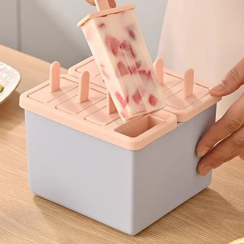 Stampo per ghiaccioli/sorbetto per uso alimentare, ghiaccioli per uso domestico, per realizzare contenitori di ghiaccio congelati, strumenti abrasivi con coperchio, artefatto per gelato fatto in casa