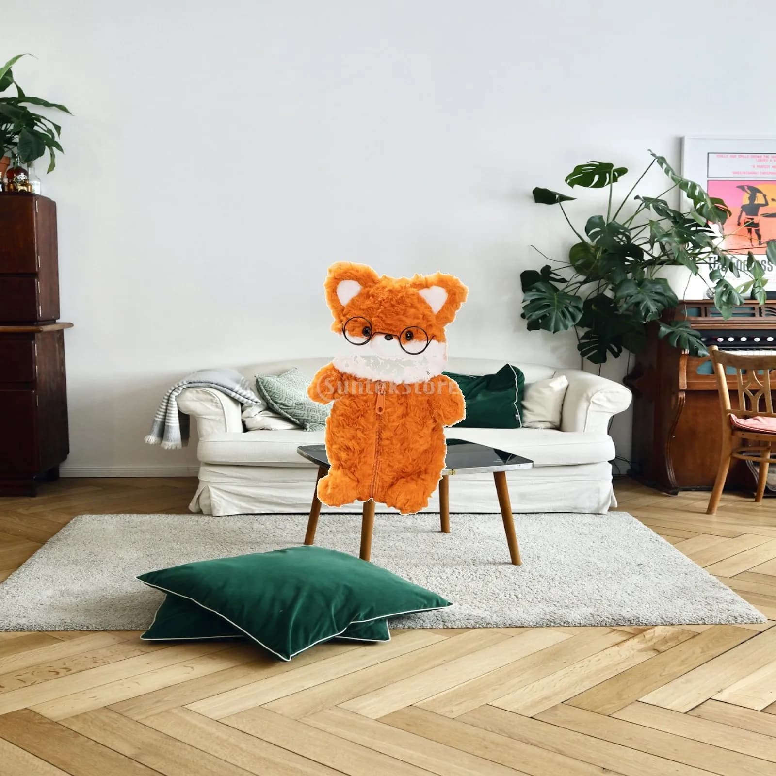 Cartoon Fox Plush Pencil Case Soft Pen Pouch for Kids Teens Office School Supplies Animal Storage Organizer