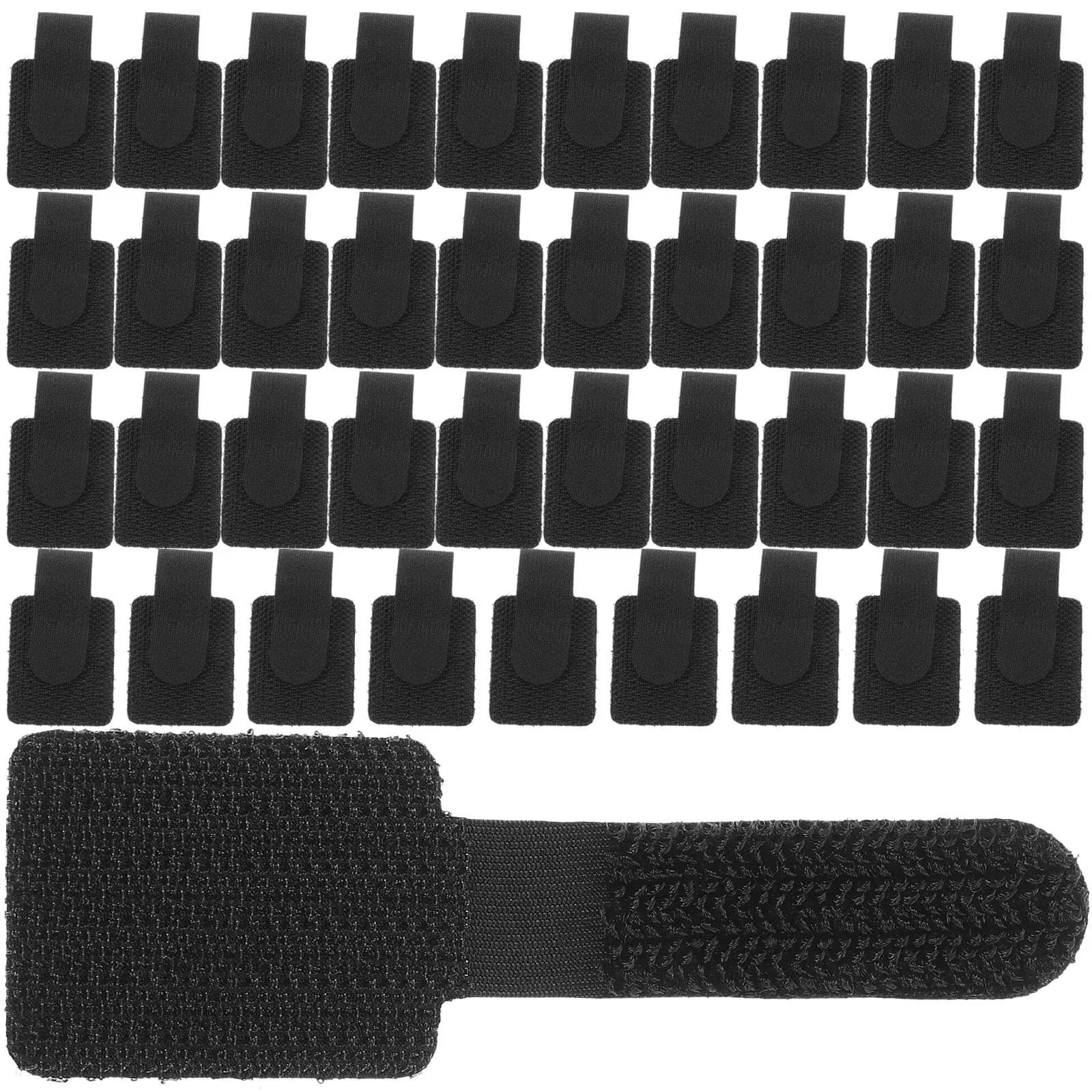 40Pcs Reusable Hook and Loop Cable Organizer Straps Self Adhesive Nylon Cord Ties for Desktop Data Cable Management Organizer