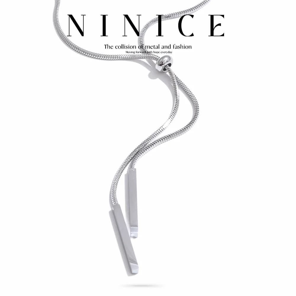 NiNice Bracciale in acciaio inossidabile Collana Moda regolabile Catena maglione liscio Semplice placcato PVD Popolare 80 + 5 cm