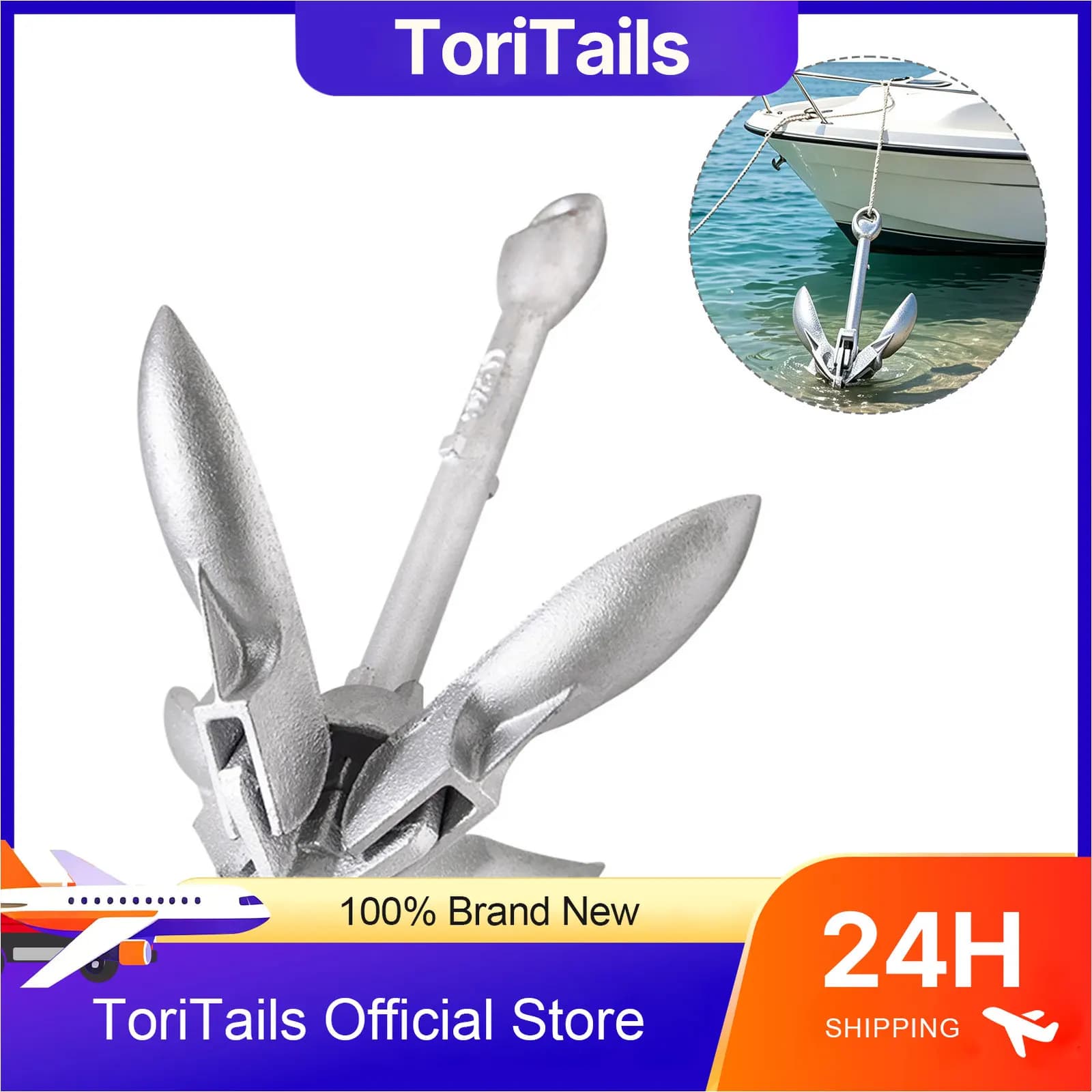 KOETSU Collapsible Boat Anchor 0.7kg Galvanized 4-Prong Boat Anchor for Kayak Inflatable Fishing Boat & SUP Accessories