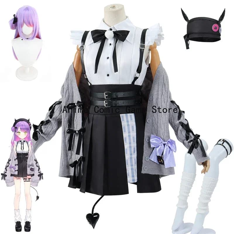 Available XS-2XL VTuber Tokoyami Towa Cosplay Wig Dress Anime Hololive Uniform Japanese Halloween party dresses for women