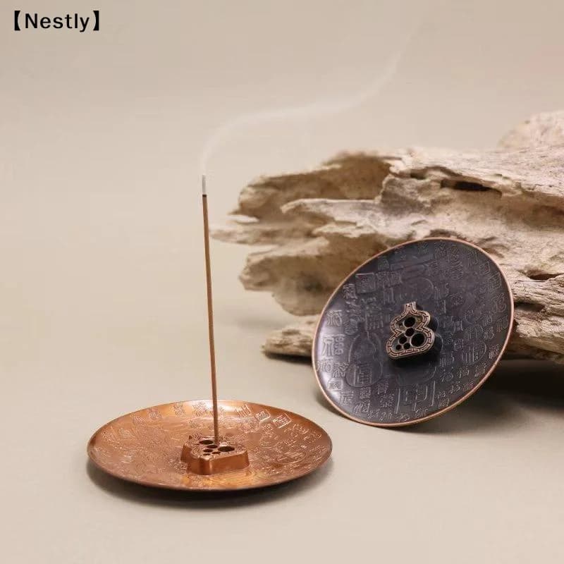 Bruciatore di incenso in lega di rame, porta incenso, piatto per incenso, bastoncini e coni, per aromaterapia e artigianato〔Nest〕