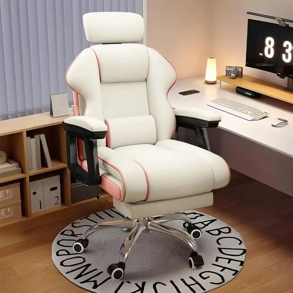 Sedia da Ufficio Ergonomica Reclinabile con Poggiapiedi, Supporto Lombare per Persone Alte e Robuste, Ideale per Studio e Gaming