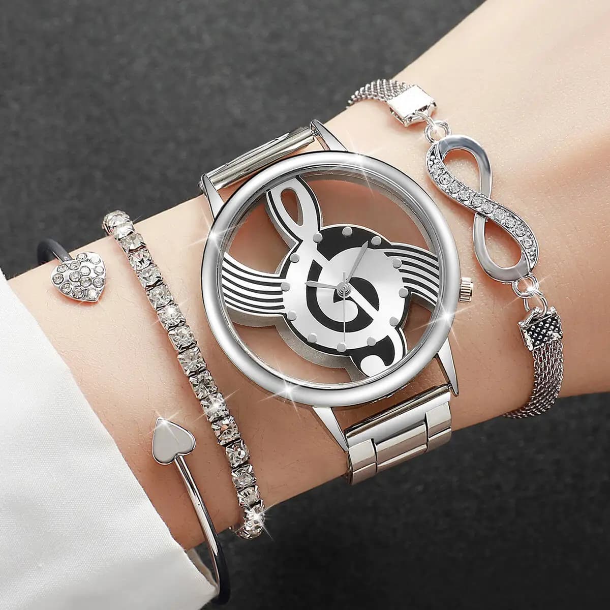 4 pcs/set fashion digging-out women's casual watches analog quartz bracelets set Relogio Female (without box)