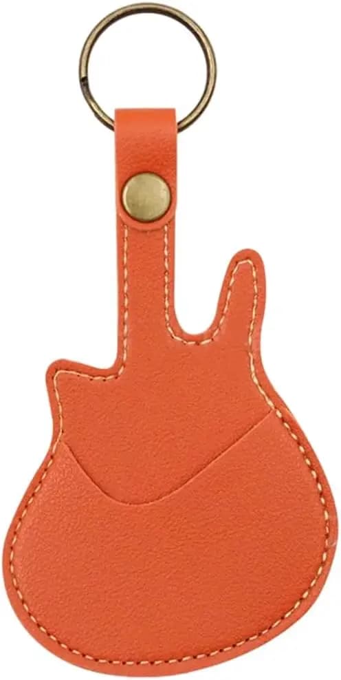 Custodia per plettri in pelle PU con portachiavi, borsa per plettri, portachiavi fatto a mano, custodia portatile per plettri, porta plettri con portachiavi