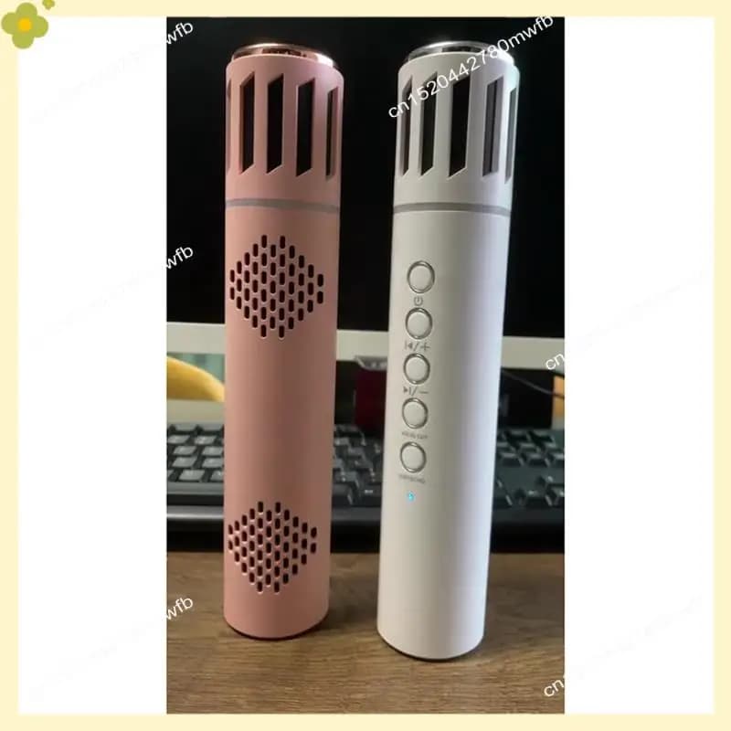 LDHL Microfono Bluetooth senza fili Microfono Bluetooth portatile tenuto in mano Luce colorata Home KTV Karaoke Bianco