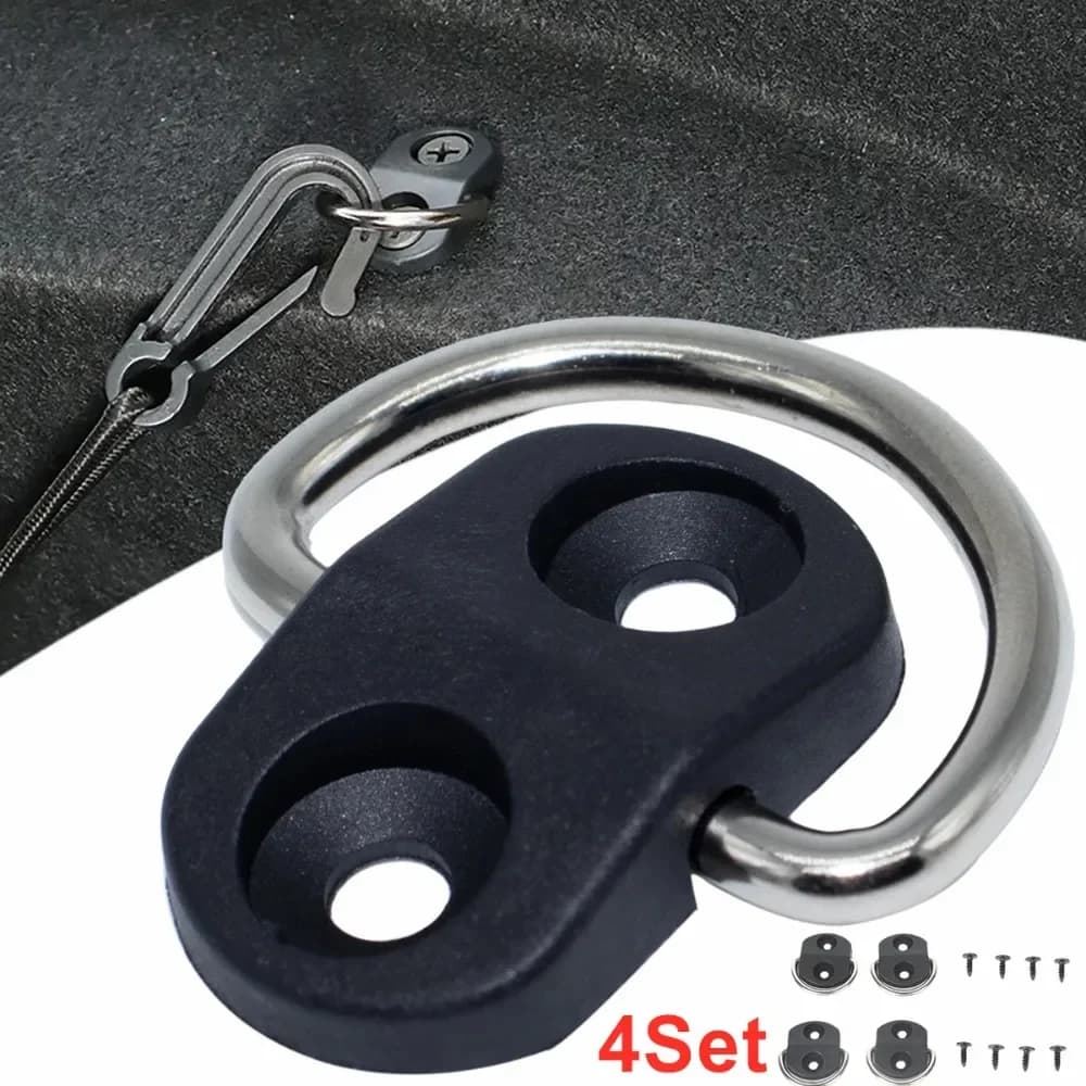 4Set Rete da carico per auto Gancio da pavimento Accessori Baule posteriore Boot Rete da pavimento per carico Gancio per legare Anello Anello per appendere Fissaggio a rete per schermo piatto