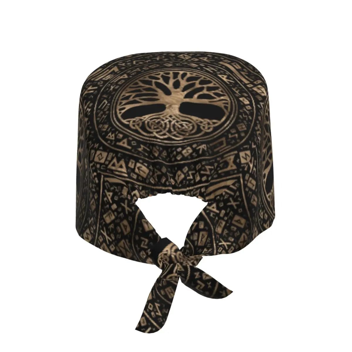 Custom Tree Of Life Yggdrasil Runic Pattern Medical Staff Scrubs Hat Unisex Viking Symbol Doctor Nursing Surgical Cap Scrub Caps