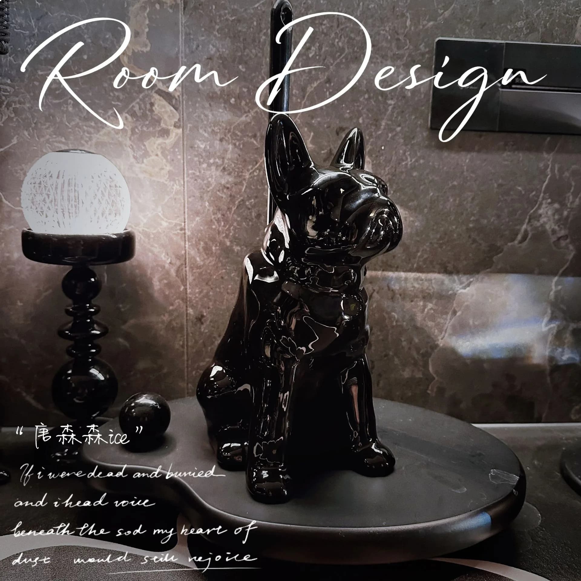 Creative Ceramic Shar Pei Dog Toilet Brush Set Minimalist Bathroom Storage Stand
